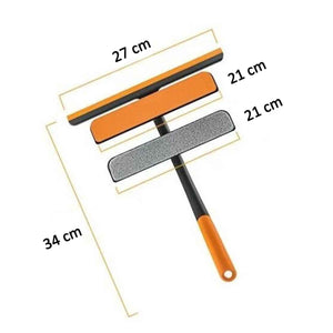 PremiumAV PLASTIC 3 IN 1 ROTATABLE DOUBLE SIDE DESIGN CLEANING BRUSH GLASS WIPER FOR GLASS WINDOW, CAR WINDOW, MIRROR, FLOOR (MULTICOLOR)