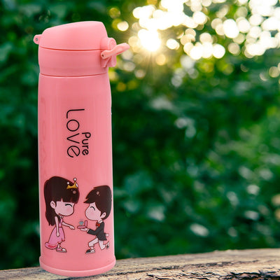 PremiumAV Pure Love outdoor sport water bottle 500ml leak proof BPA-free for travel cold and hot water glass water bottle with daily water intake for