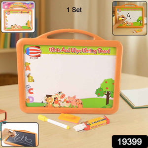 2-in-1 Double-Sided Write and Wipe Educational Drawing Board for Kids (1 Set)
