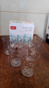 Apex Pyramid Design Unbreakable Plastic Glass – 300 ML
