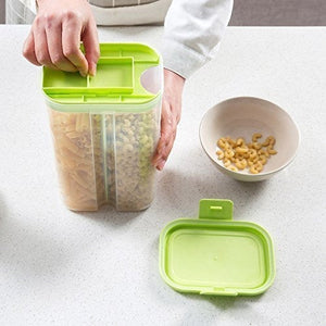PremiumAV PremiumAV Plastic 2 Sections Air Tight Transparent Food Grain Cereal Storage Container (2 ltr) (With Box) –  