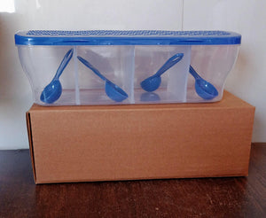 PremiumAV Kitchen Multipurpose Air-tight 4 Sections Storage Containers / Masala Box (1 Set) - PremiumAV