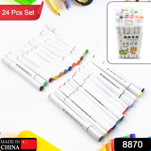 PremiumAV Fancy Art Markers, 24 Colors Double-ended Art Markers Alcohol Based Advanced Art Markers With Plastic Box For Painting, Coloring, Sketching  - PremiumAV