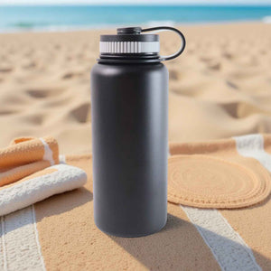 Black Stainless Steel Double Wall Vacuum-Insulated Drink Water Bottle (1000 ML)