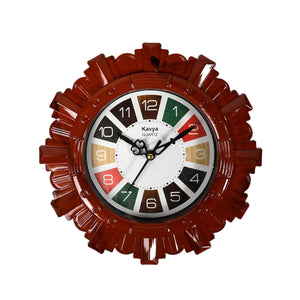 PremiumAV PremiumAV Wooden Look Round Wall Clock - Battery Operated, Easy-to-Read, Plastic Design for Home/Office –  