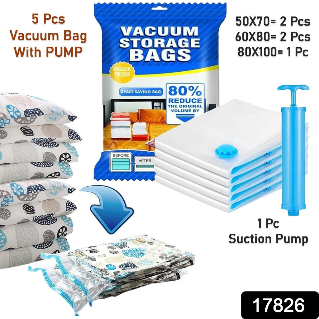 PremiumAV PremiumAV Vacuum Storage Bags with Suction Pump & Shirt clips - Vacuum Bags - Big Capacity Vacuum Seal Bags for Travel Clothes Blankets Pillows, Compr 
