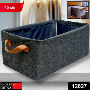 PremiumAV FOLDABLE STORAGE BOX HANDLES, COTTON AND LINEN STORAGE BINS AND BASKETS ORGANIZER FOR NURSERY, CLOSET, BEDROOM, HOME (45 Cm) - PremiumAV