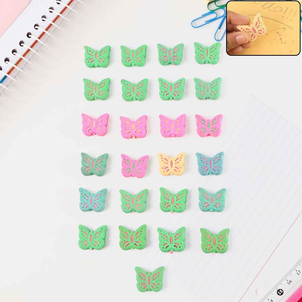 Butterfly Shape Eraser Rubber (25 Pc / Mix Colour & Design)