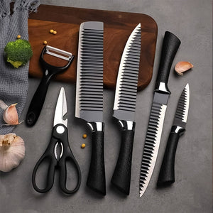 PremiumAV PremiumAV Stainless Steel Knife Set With Chef Peeler And Scissor (6 Pieces) –  
