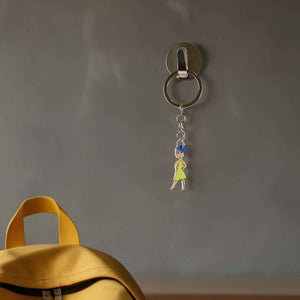 Cartoon Character Soft PVC Keychain with Haired Girl Design (1 Pc)