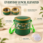 Compact kids school lunch box with utensil compartment