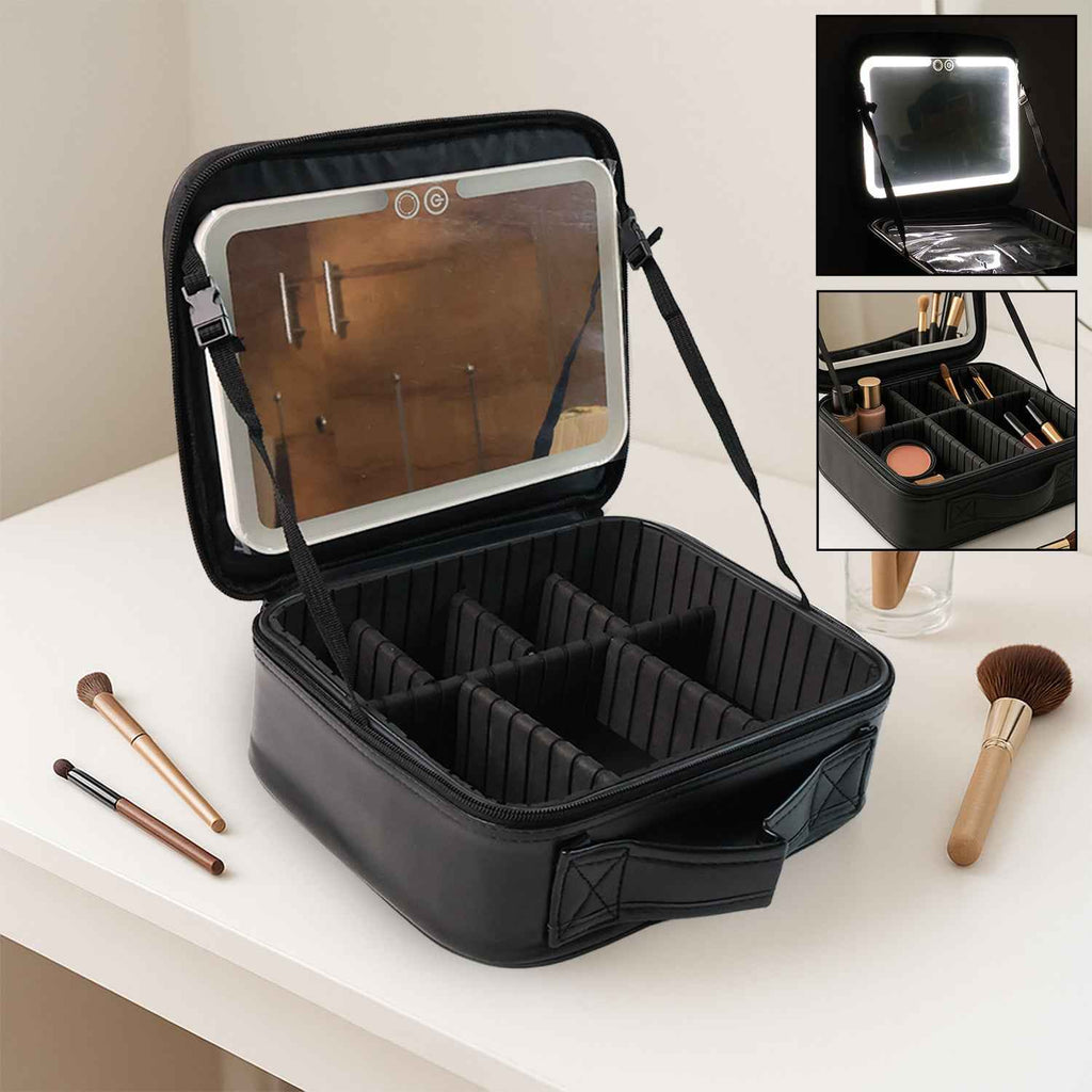 Black Premium LED Light Makeup Organizer Box (1 Pc)