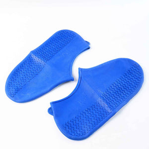 Blue Non-Slip Silicone Rain Reusable Anti skid Waterproof Fordable Boot Shoe Cover (1 Pair)