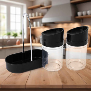 Apex Helix Salt N' Pepper 2-Piece Plastic Jar Set with Stand