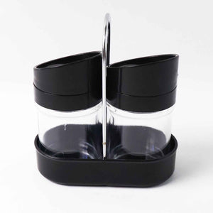 Apex Helix Salt N' Pepper 2-Piece Plastic Jar Set with Stand
