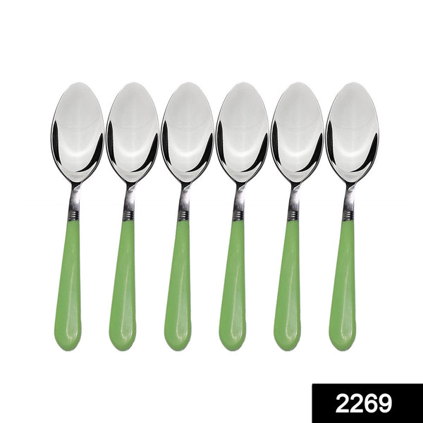 2269 Stainless Steel Spoon with Comfortable Grip Dining Spoon Set of 6 Pcs DeoDap