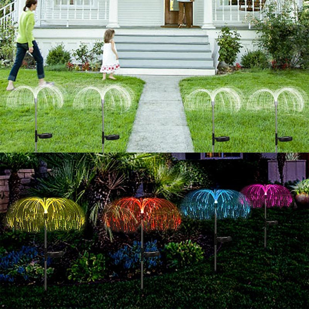 6616 2pcs Garden Solar Outdoor Lights Decorative , 7 Colors Changing RGB Light Waterproof Flower Jellyfish Firework Decor for Garden Patio Landscape Pathway Yard Holiday Decor DeoDap