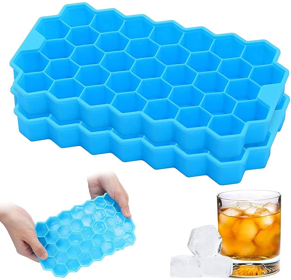 7161 Flexible Silicone Honeycomb Design 37 cavity Ice Cube Moulds Trays Small Cubes For Whiskey Tray For Fridge (Multicolor) DeoDap